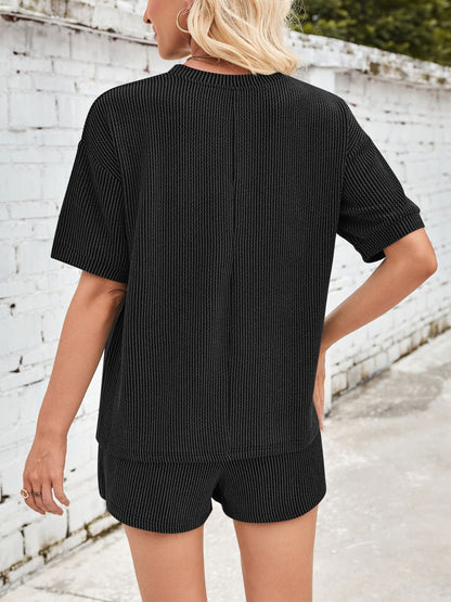Jinte™ | Ensemble Short et Tee Shirt Coton Côtelé