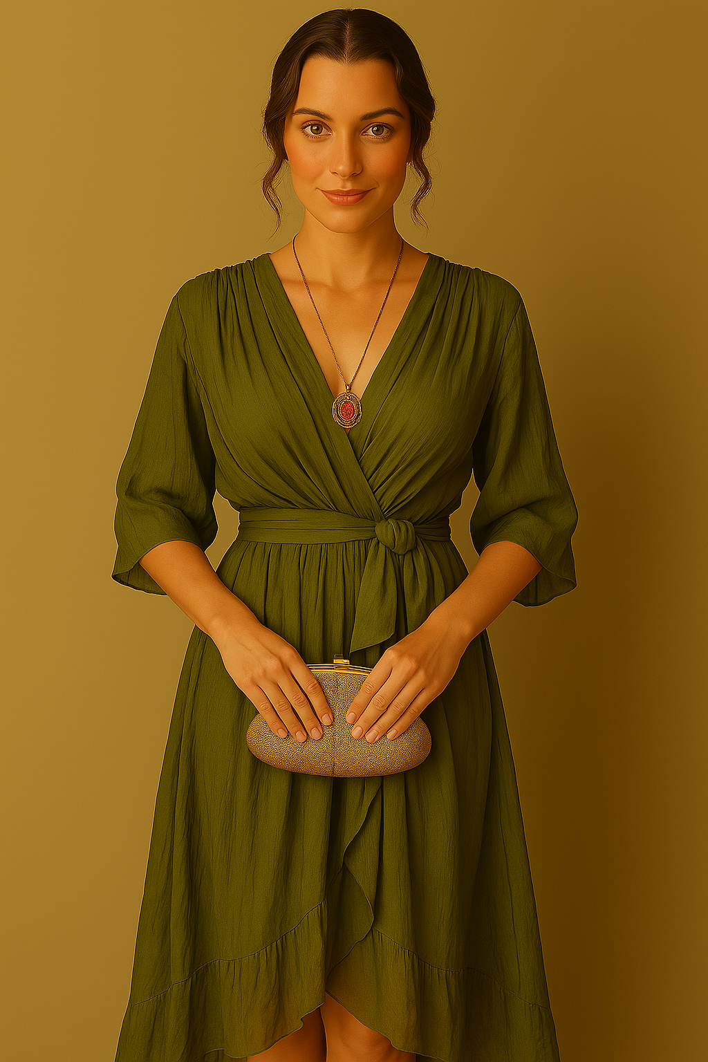 Esperance | Robe en mousseline de soie à col en V