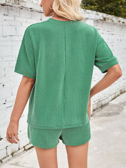 Jinte™ | Ensemble Short et Tee Shirt Coton Côtelé