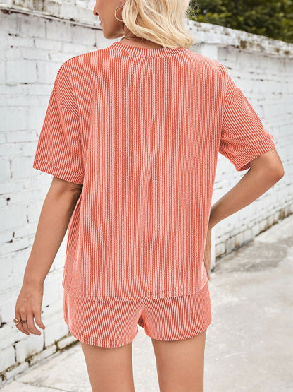 Jinte™ | Ensemble Short et Tee Shirt Coton Côtelé