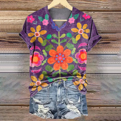 Lina™ | T-shirt décontracté à imprimé floral bohème