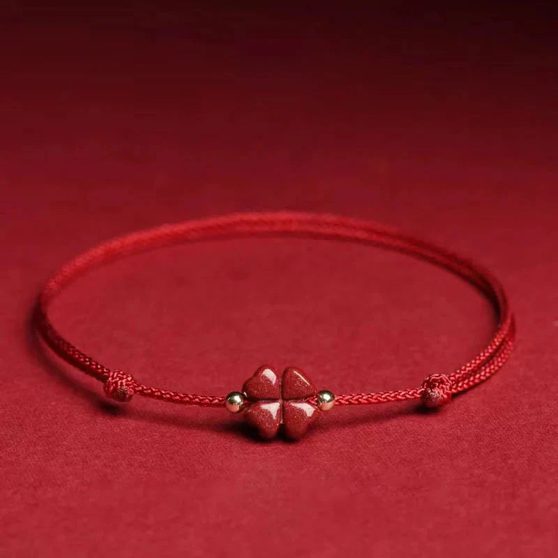 Trèfle Porte-Bonheur™ | Bracelet de la Vitalité & Chance en Cinabre