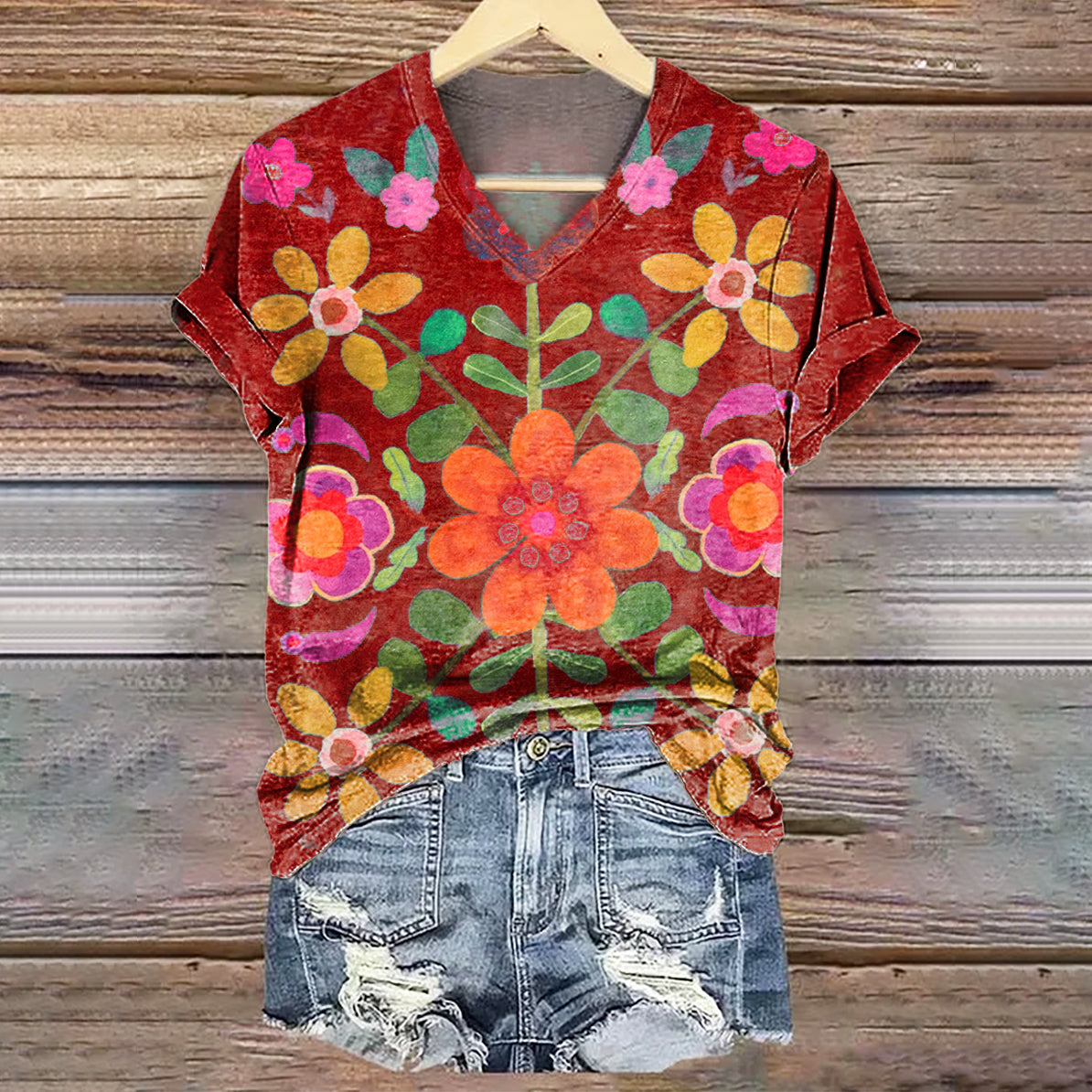 Lina™ | T-shirt décontracté à imprimé floral bohème