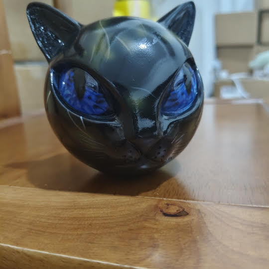 NyxCharm™ | Sculpture Féline Mystique en Marbre Poli