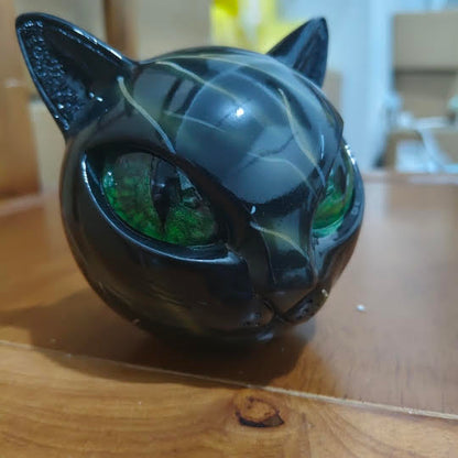 NyxCharm™ | Sculpture Féline Mystique en Marbre Poli