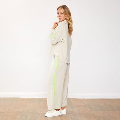 Clara™ | Ensemble Pantalon Latte/Citron vert