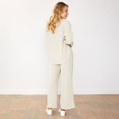 Clara™ | Ensemble Pantalon Latte/Citron vert