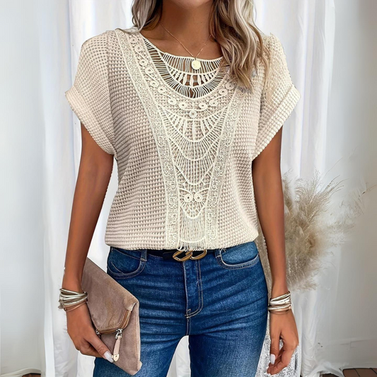 Sophie™ | Tee-Shirt Femme Manches Courtes Dentelle