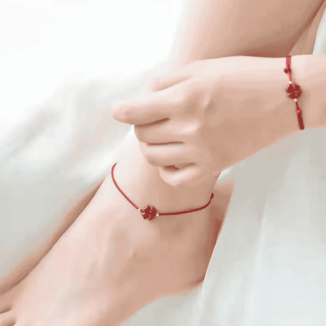 Trèfle Porte-Bonheur™ | Bracelet de la Vitalité & Chance en Cinabre