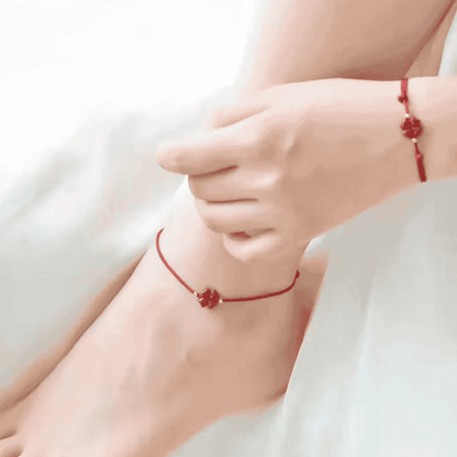 Trèfle Porte-Bonheur™ | Bracelet de la Vitalité & Chance en Cinabre