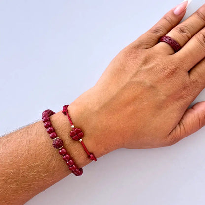 Trèfle Porte-Bonheur™ | Bracelet de la Vitalité & Chance en Cinabre