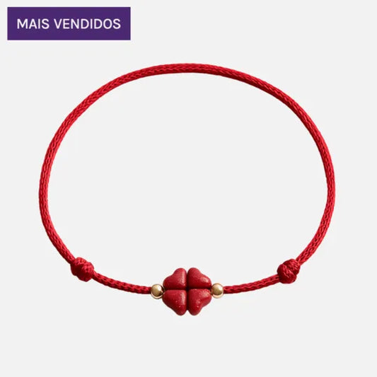 Trèfle Porte-Bonheur™ | Bracelet de la Vitalité & Chance en Cinabre