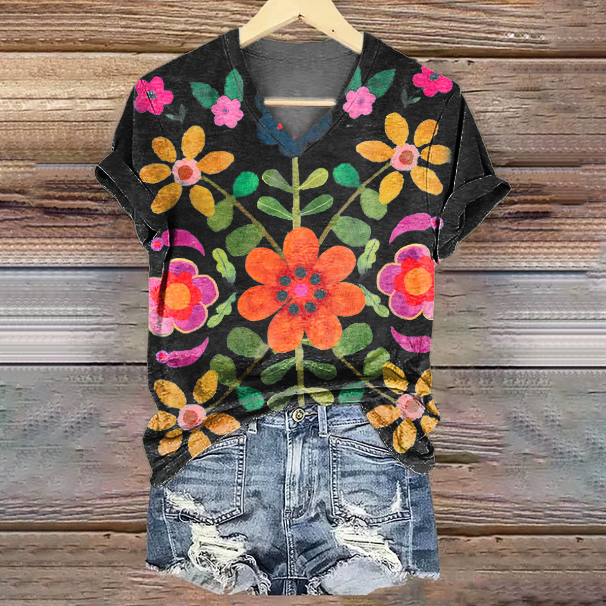 Lina™ | T-shirt décontracté à imprimé floral bohème