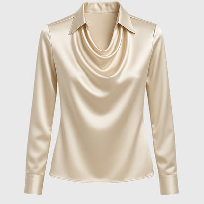 Sylvie™ | Chemisier à lustre luxueux avec col plissé