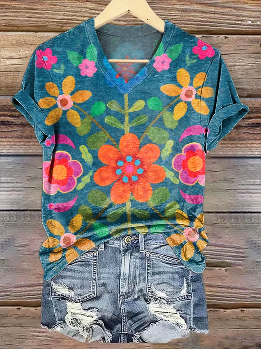 Lina™ | T-shirt décontracté à imprimé floral bohème