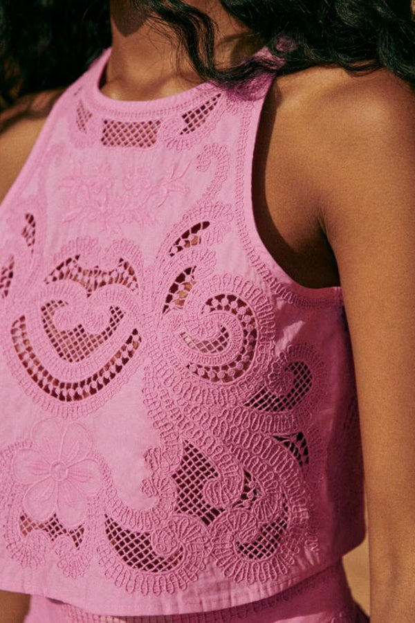 Lourena™ | Ensemble Jupe longue en dentelle rose