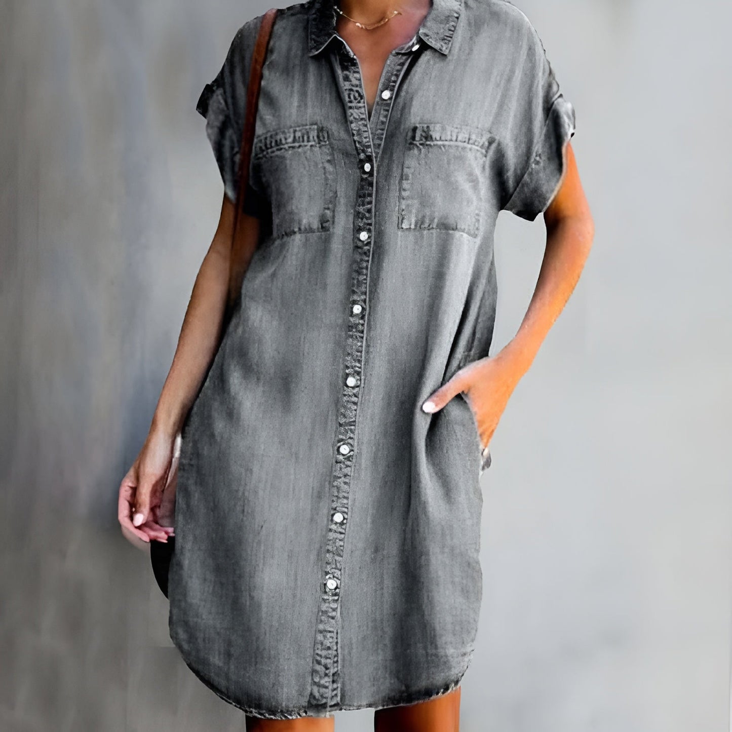 Erika™ | Robe Élégance en Toile Denim