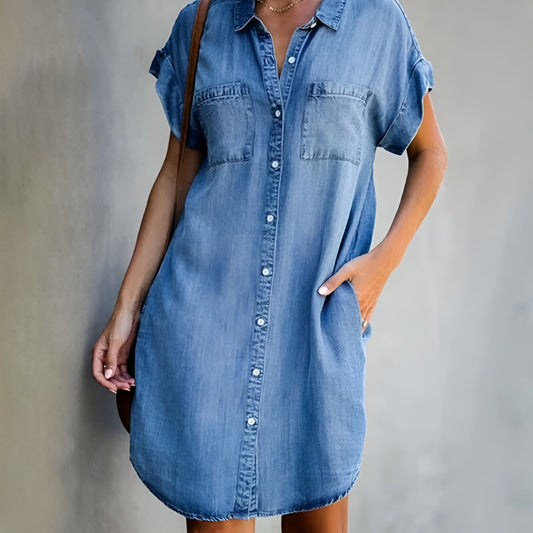 Erika™ | Robe Élégance en Toile Denim