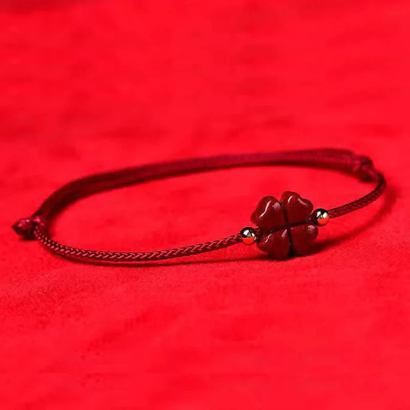 Trèfle Porte-Bonheur™ | Bracelet de la Vitalité & Chance en Cinabre
