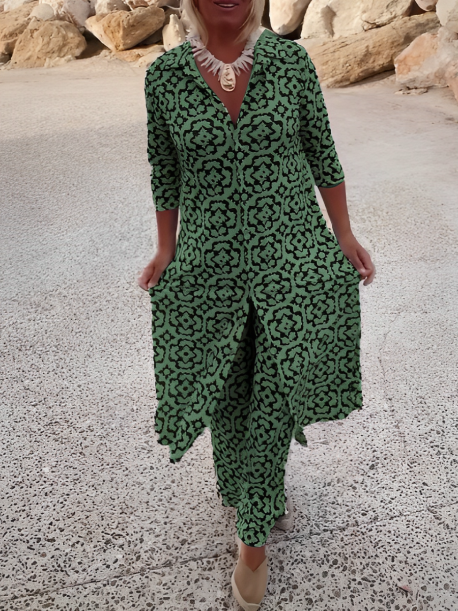 Sofia™ | Ensemble Deux Pièces Pantalon Imprimé