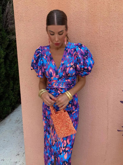 Lily™ | Robe Colorée à Manches Plissées