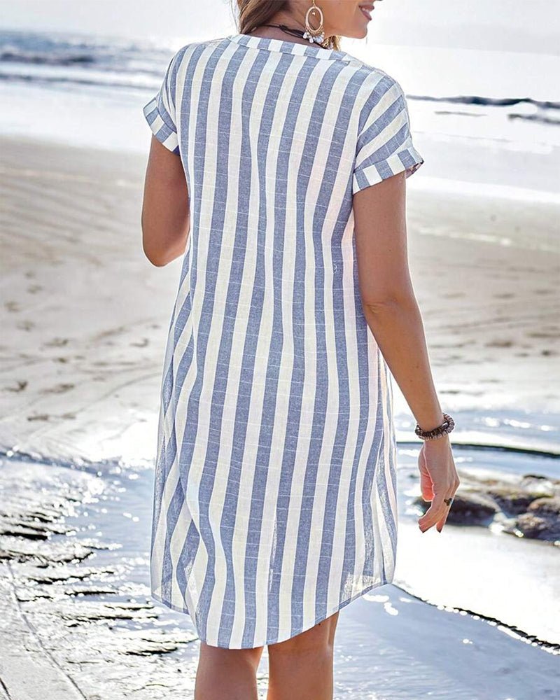 Julya ™ | Robe Chemise Rayée Élégante