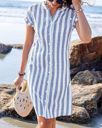 Julya ™ | Robe Chemise Rayée Élégante