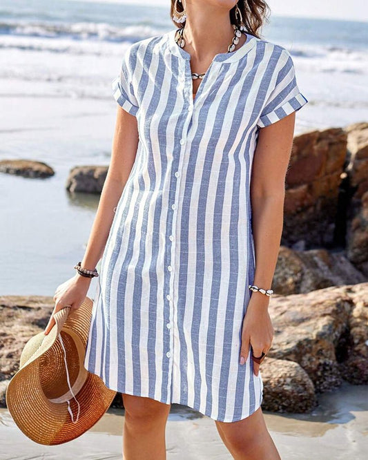 Julya ™ | Robe Chemise Rayée Élégante