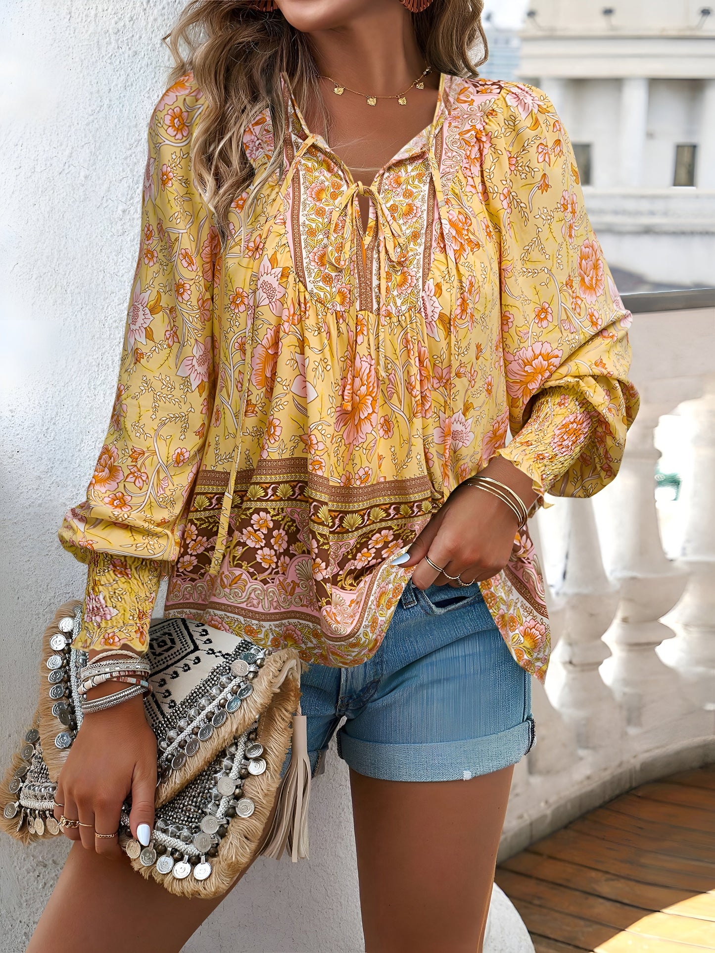 Sonja™ | Blouse Imprimé Coton Indien
