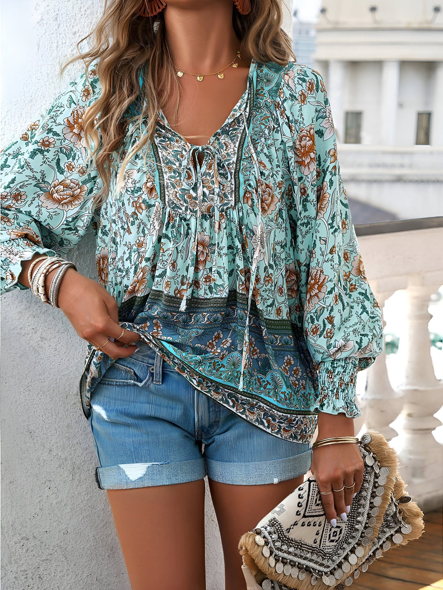 Sonja™ | Blouse Imprimé Coton Indien