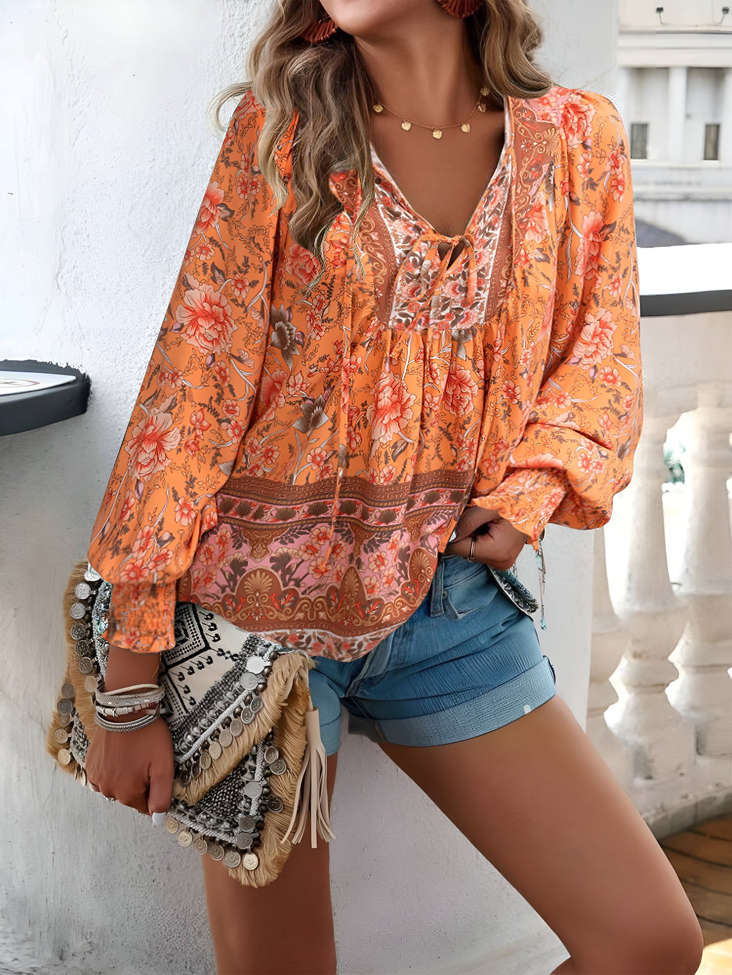 Sonja™ | Blouse Imprimé Coton Indien
