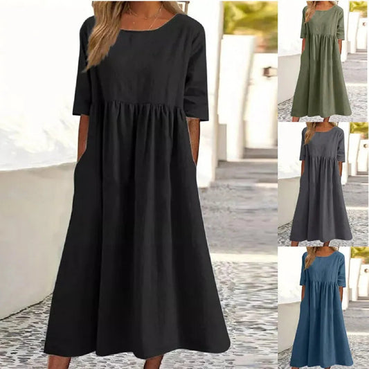 Angele™ | Robe en coton smockée