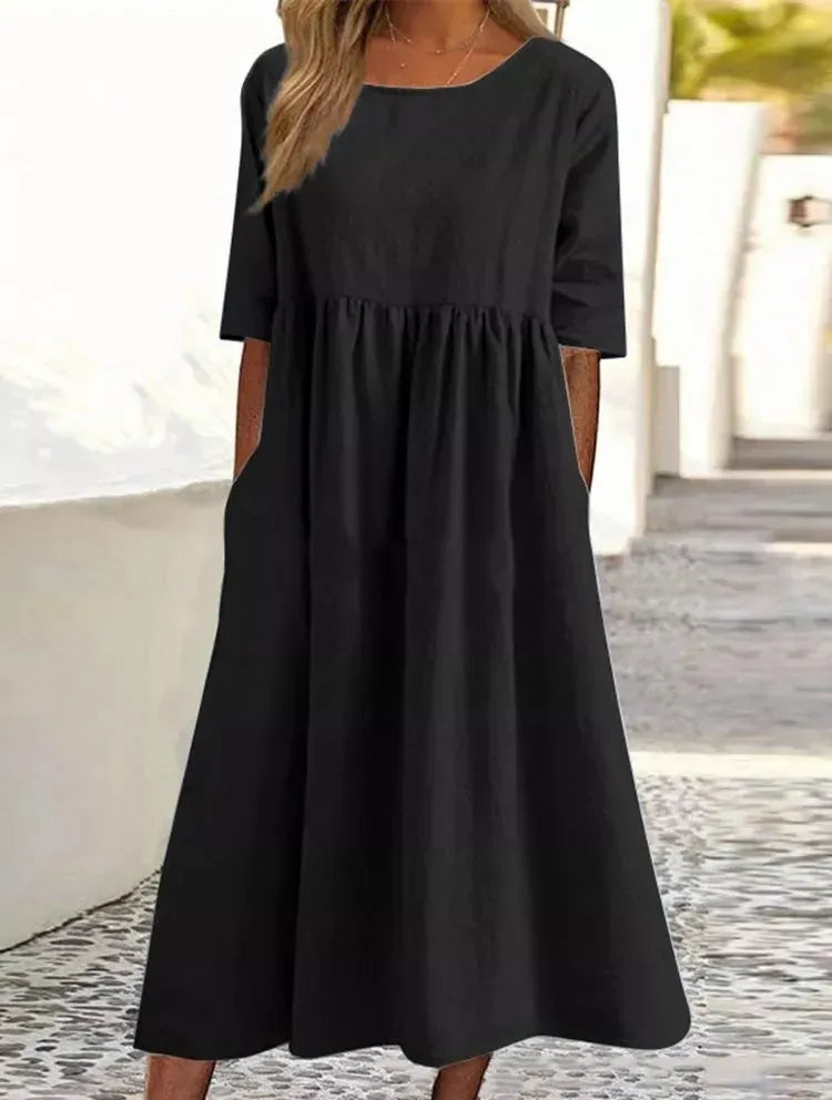 Angele™ | Robe en coton smockée