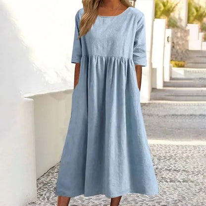Angele™ | Robe en coton smockée