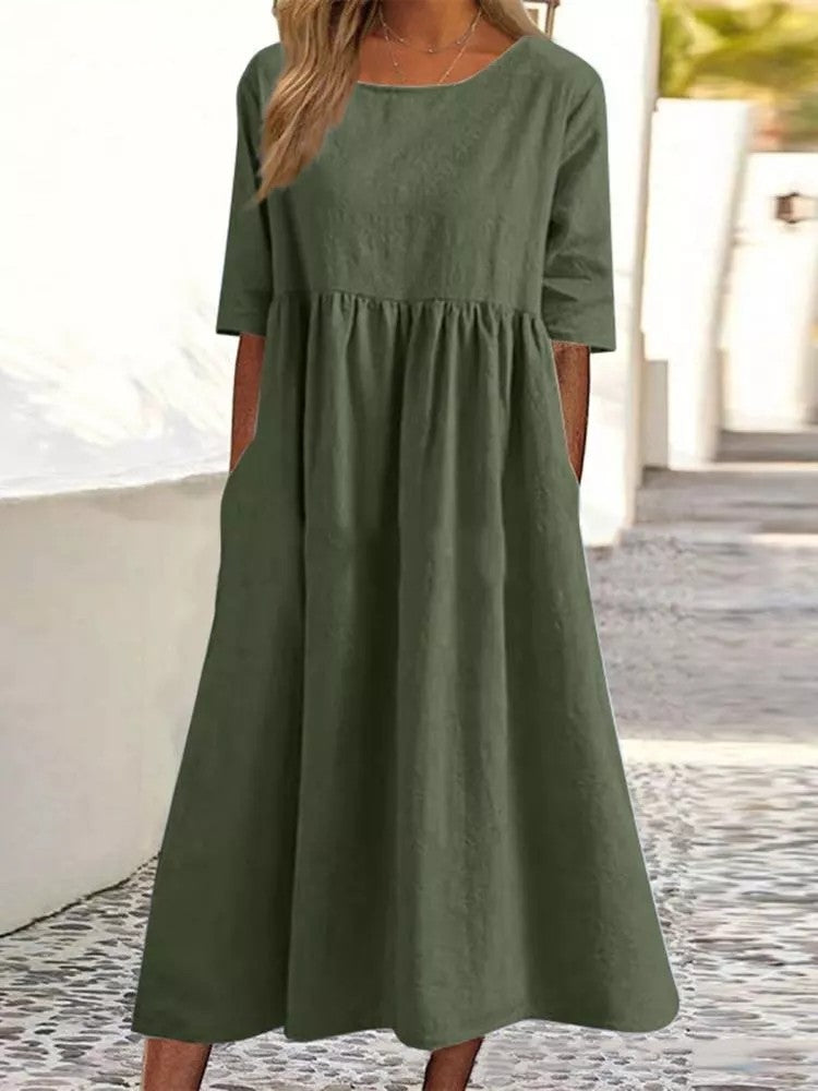 Angele™ | Robe en coton smockée