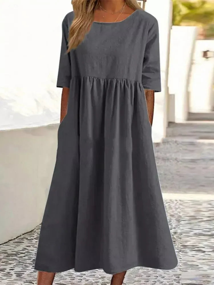 Angele™ | Robe en coton smockée
